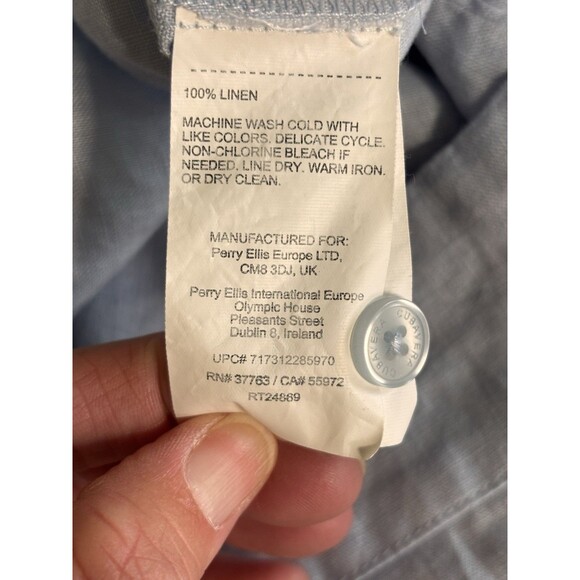 Cubavera 100% Linen Havana Shirt Men's 3X Button Front Blue Long Sleeve - Picture 8 of 8